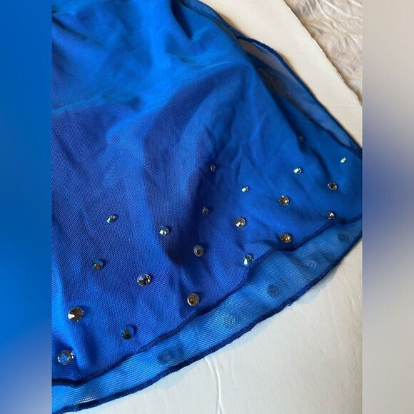 The Lineup Dance Solo custom lyrical blue Costume rhinestone SELAH MESH DRESS 10 - Picture 9 of 15